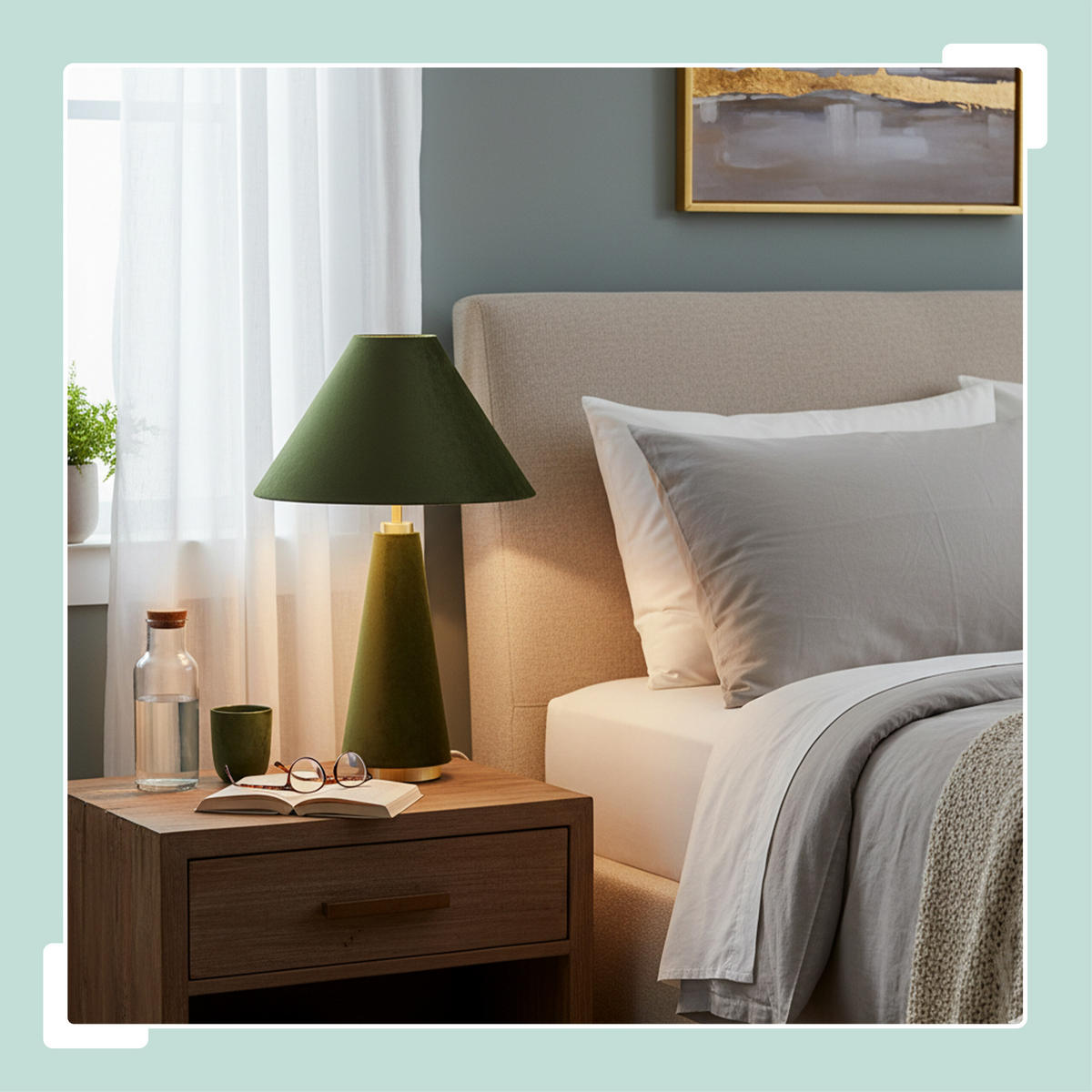 TISCHLAMPE - Grün, Textil/Metall (30/30/47cm) - Relaxdays