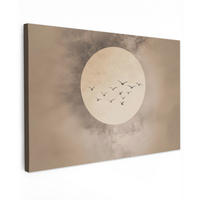 LEINWANDBILD Vogel - Beige - Japanisch Gemälde 60x40 cm - Taupe, Textil (60/40cm) - MuchoWow