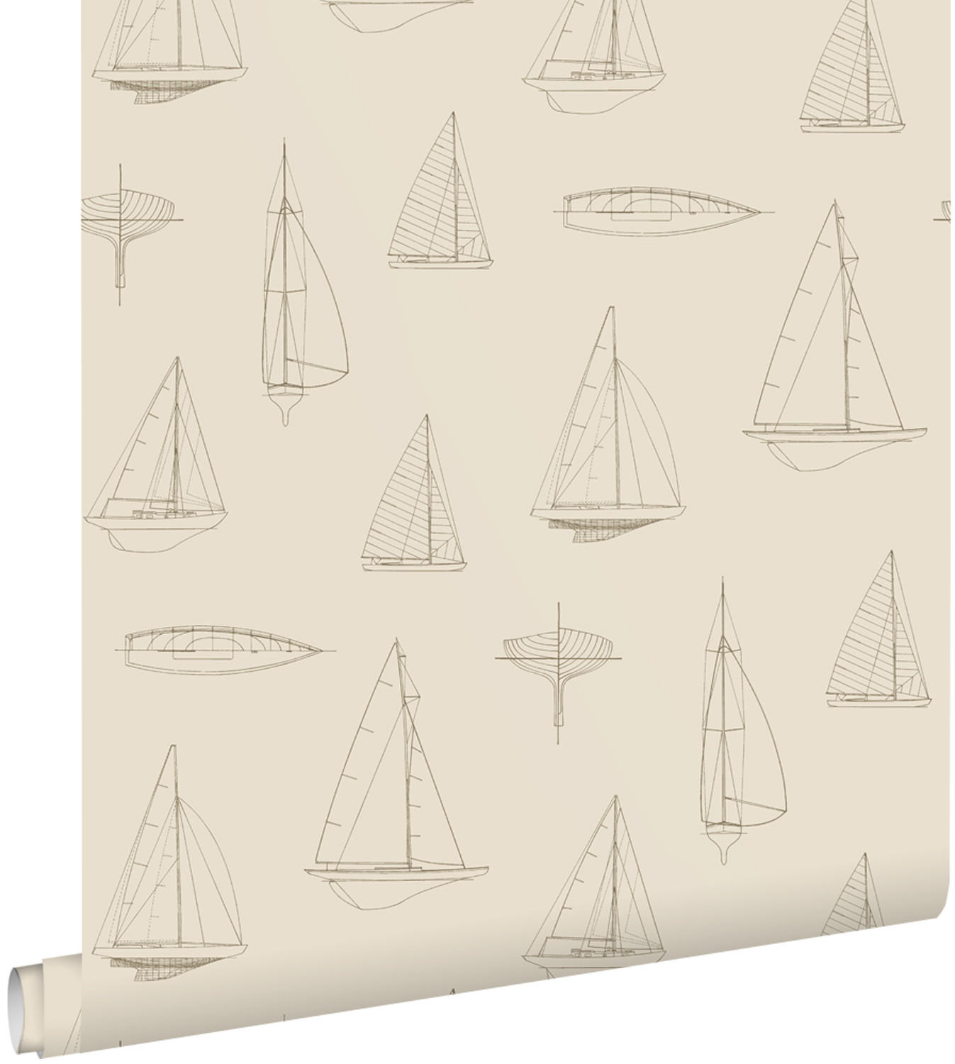 TAPETE Boote 50 x 900 cm - Beige, Papier (50/0.1cm) - ESTAhome