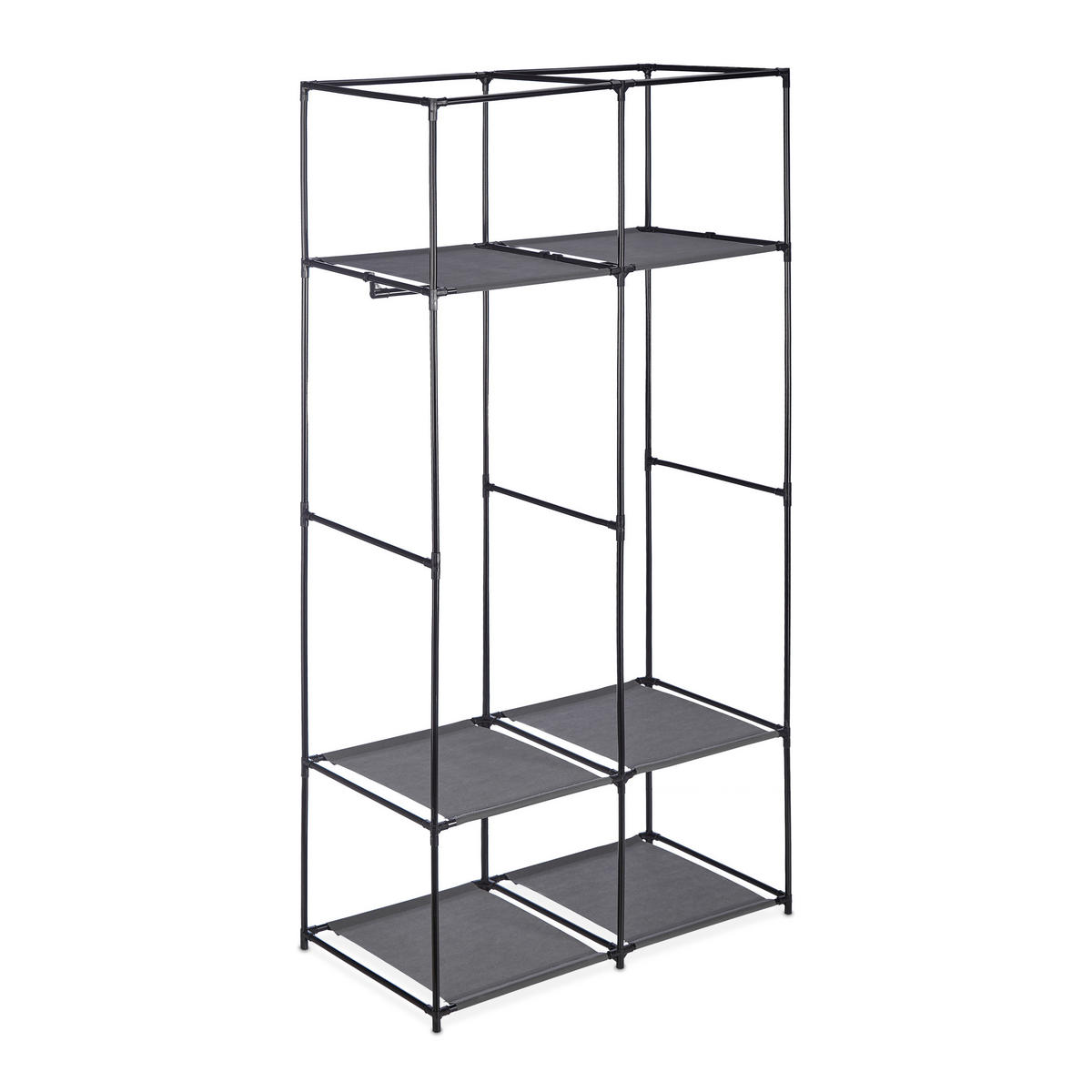 STOFFSCHRANK - Grau, Kunststoff/Textil (90/172/45cm) - Relaxdays