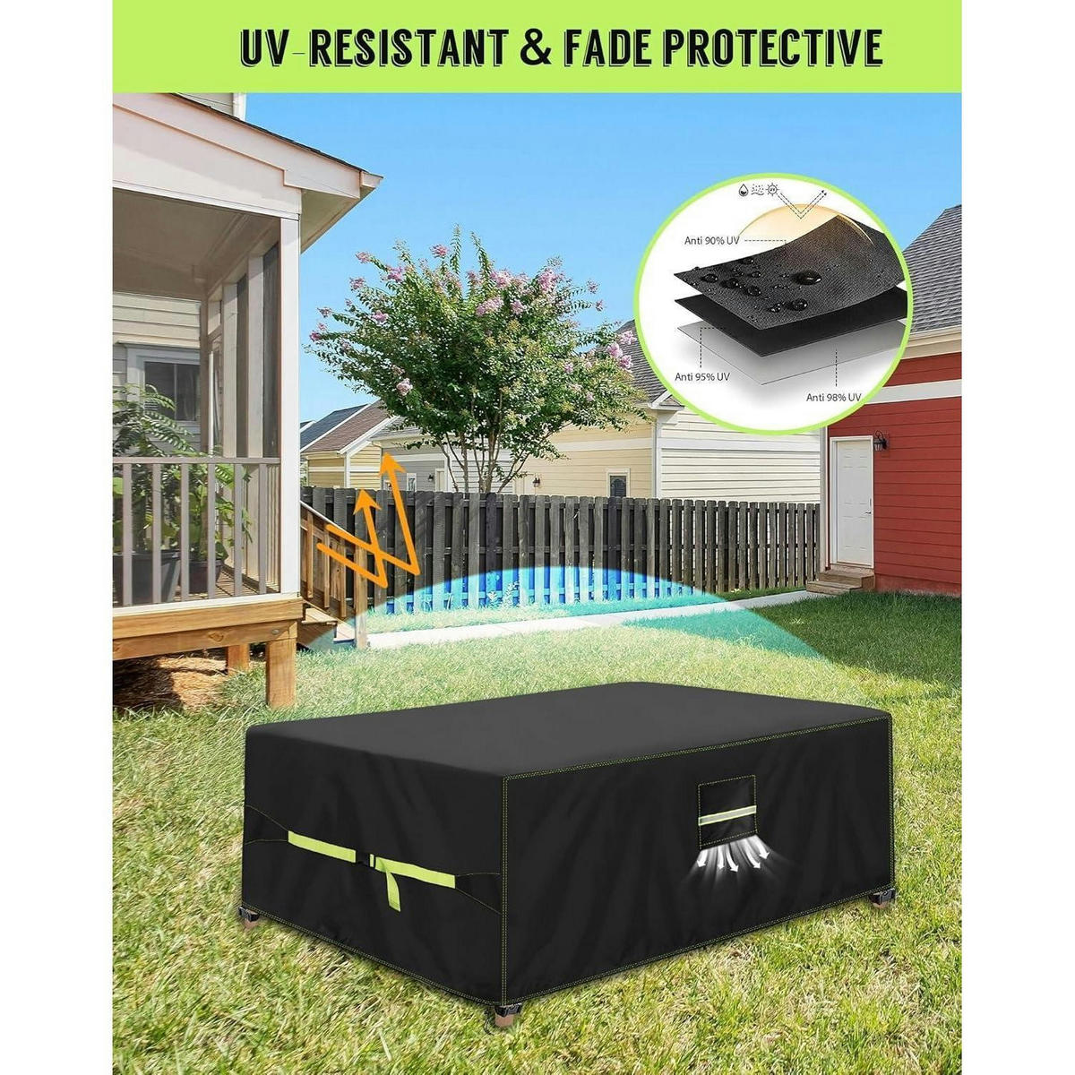 ABDECKHAUBE Gartenmöbel 160 x 150 x 85 cm 420D Oxford Wasserdicht UV-Beständig - Schwarz, Kunststoff (10/5/20cm)