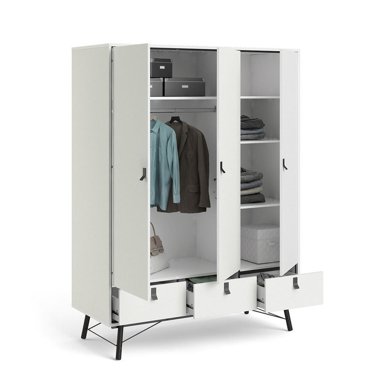 KLEIDERSCHRANK Rye Weiß 150/60/200 cm - Weiß, Holzwerkstoff/Metall (150/200/60cm) - ebuy24