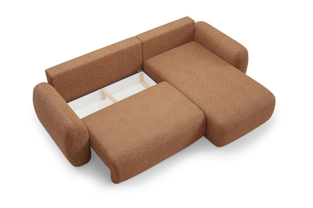 ECKSOFA Gaston Mit Schlaffunktion - Rotbraun, Holzwerkstoff/Textil (304/190cm) - Fun Möbel