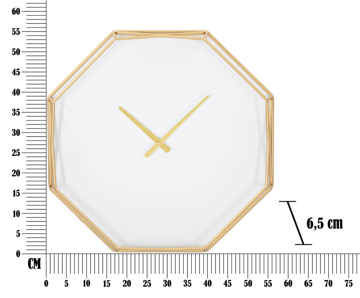 WANDUHR im Glamour-Stil 6,5/56/56 cm - Goldfarben, Metall (56/56/6.5cm) - Mauro Ferretti