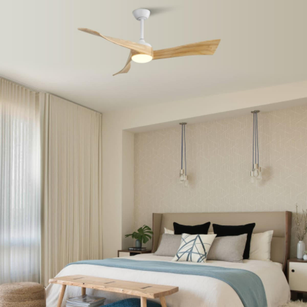 DECKENVENTILATOR 52Zoll LED Licht DC Motor Fernbedienung - Weiß, Kunststoff (132/132/42cm) - CASIVA