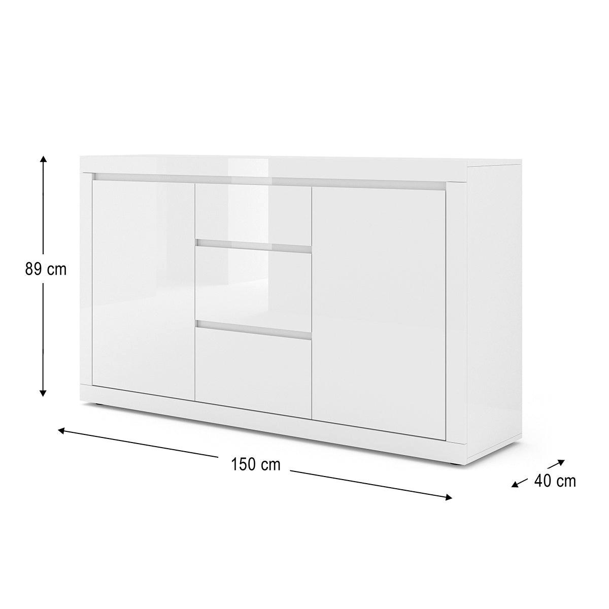 ŠIROKÁ KOMODA Olia Biela - biela, kompozitné drevo (150/89/40cm) - Petits-meubles
