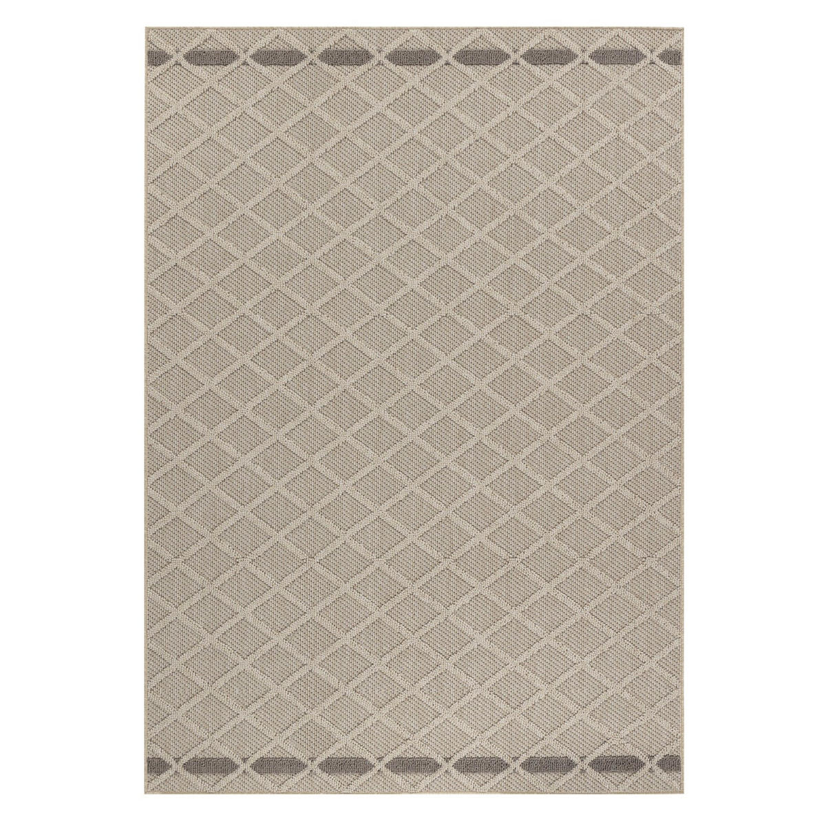 TEPPICH Outdoor Flachgewebe Rauten-Muster Polypropylen Balkon Beige Rechteckig 140x200 - Beige, Textil (140/200cm) - KADIMA DESIGN