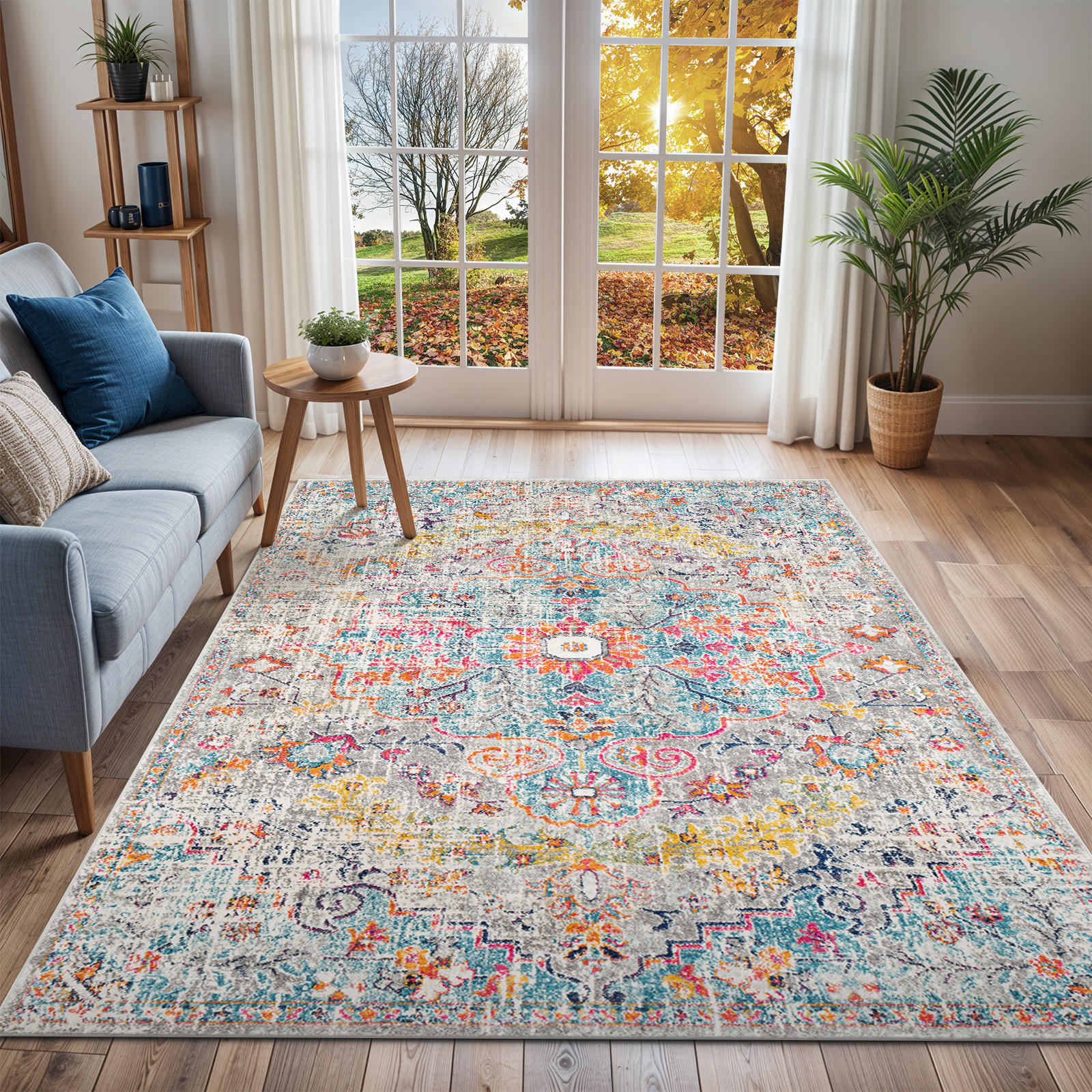 VINTAGE-TEPPICH 200/275 cm Mehrfarbig - Blaugrau, Naturmaterialien/Textil (200/275cm) - LIVABLISS