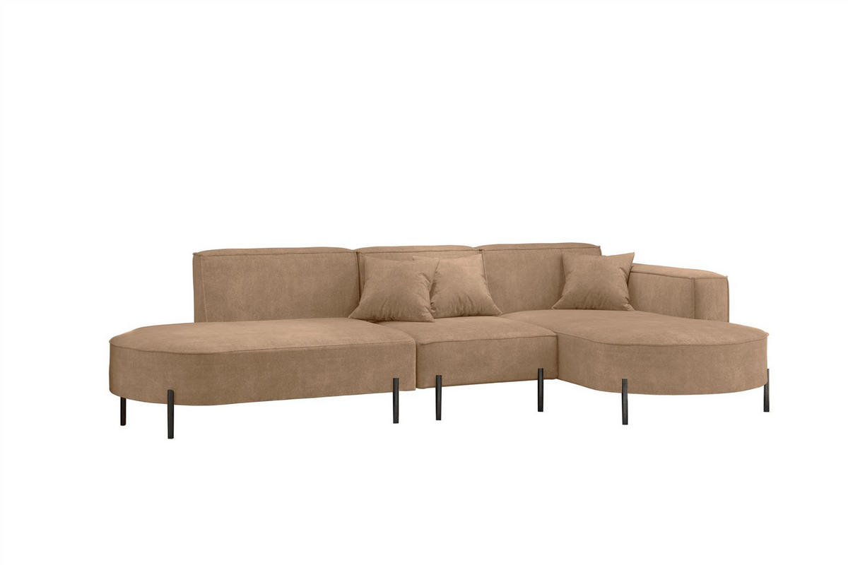 ECKSOFA Valencia - Braun, Holzwerkstoff/Textil (321/165cm) - Fun Möbel