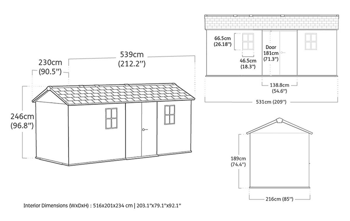GARTENHAUS Newton - Grau, Kunststoff (539/246/230cm) - Keter
