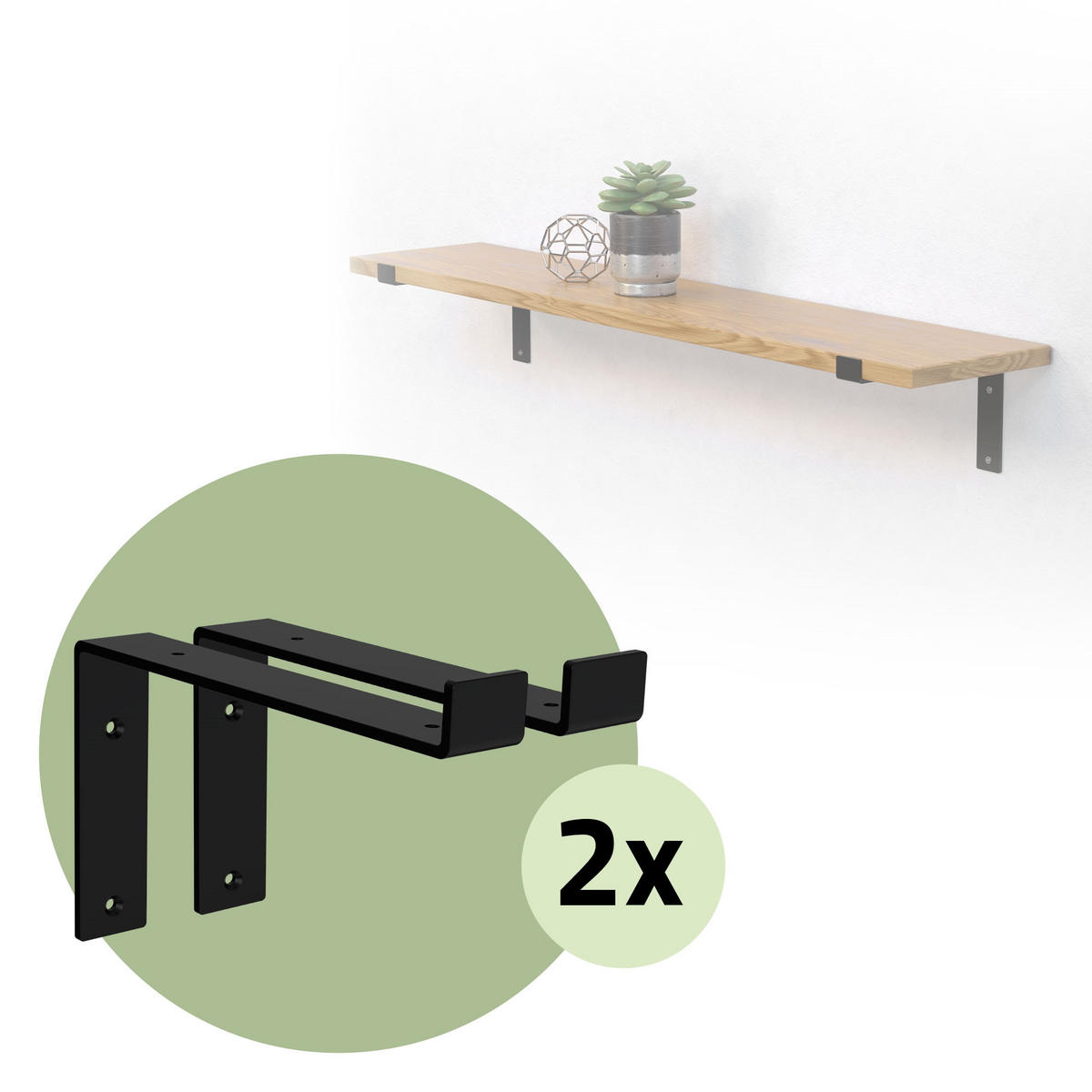 REGALHALTERUNG 2er Set - Schwarz, Metall (14.5/4/25cm) - ML-DESIGN