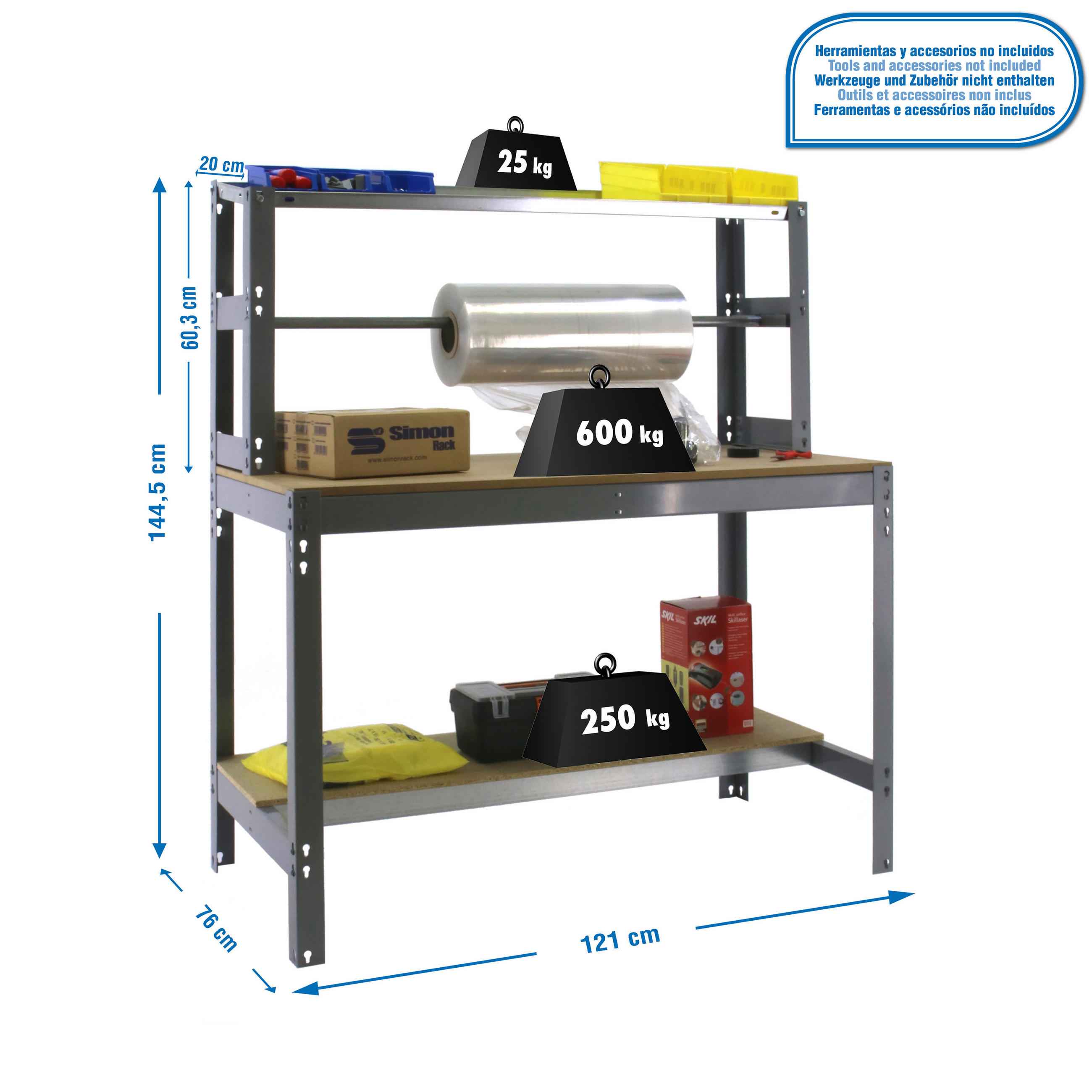 PACKTISCH Buffalo HxBxT 84 x 120 x 76 cm Traglast 600 kg Grau - Grau, Metall (120/84/76cm) - PROREGAL