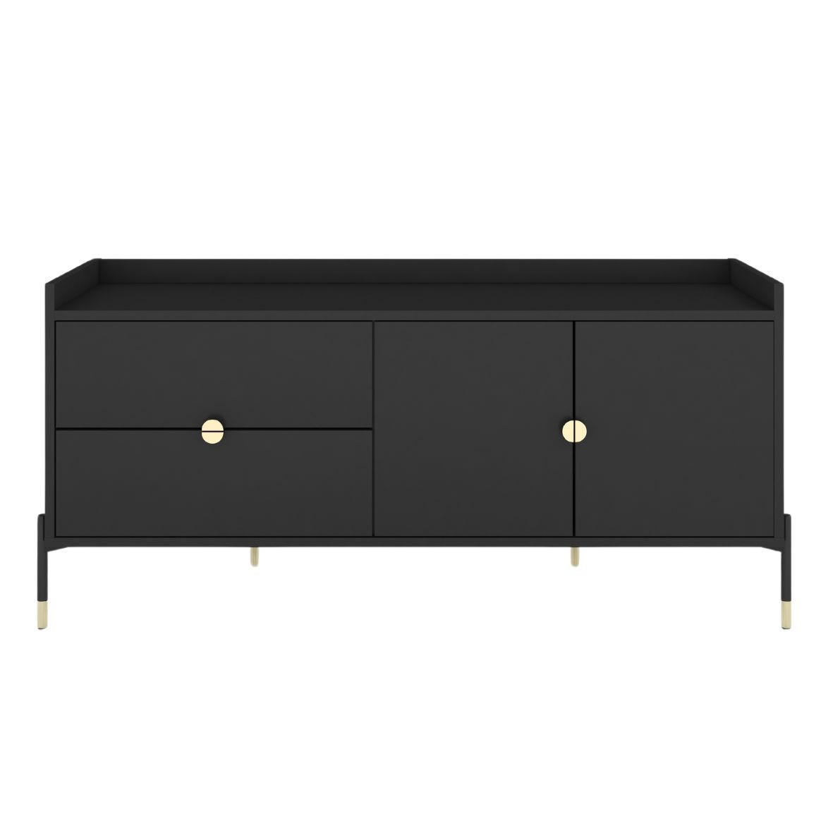 SIDEBOARD Iga, Schwarz, Goldene Details, Schwarz Metallsockel - Schwarz, Holzwerkstoff/Metall (142/65.5/42cm) - Dancan