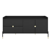 SIDEBOARD Iga, Schwarz, Goldene Details, Schwarz Metallsockel - Schwarz, Holzwerkstoff/Metall (142/65.5/42cm) - Dancan