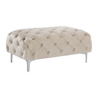 CHESTERFIELD-HOCKER - Samt - Beige - EDWINA - Beige, Textil (103/44/62cm) - Vente-Unique