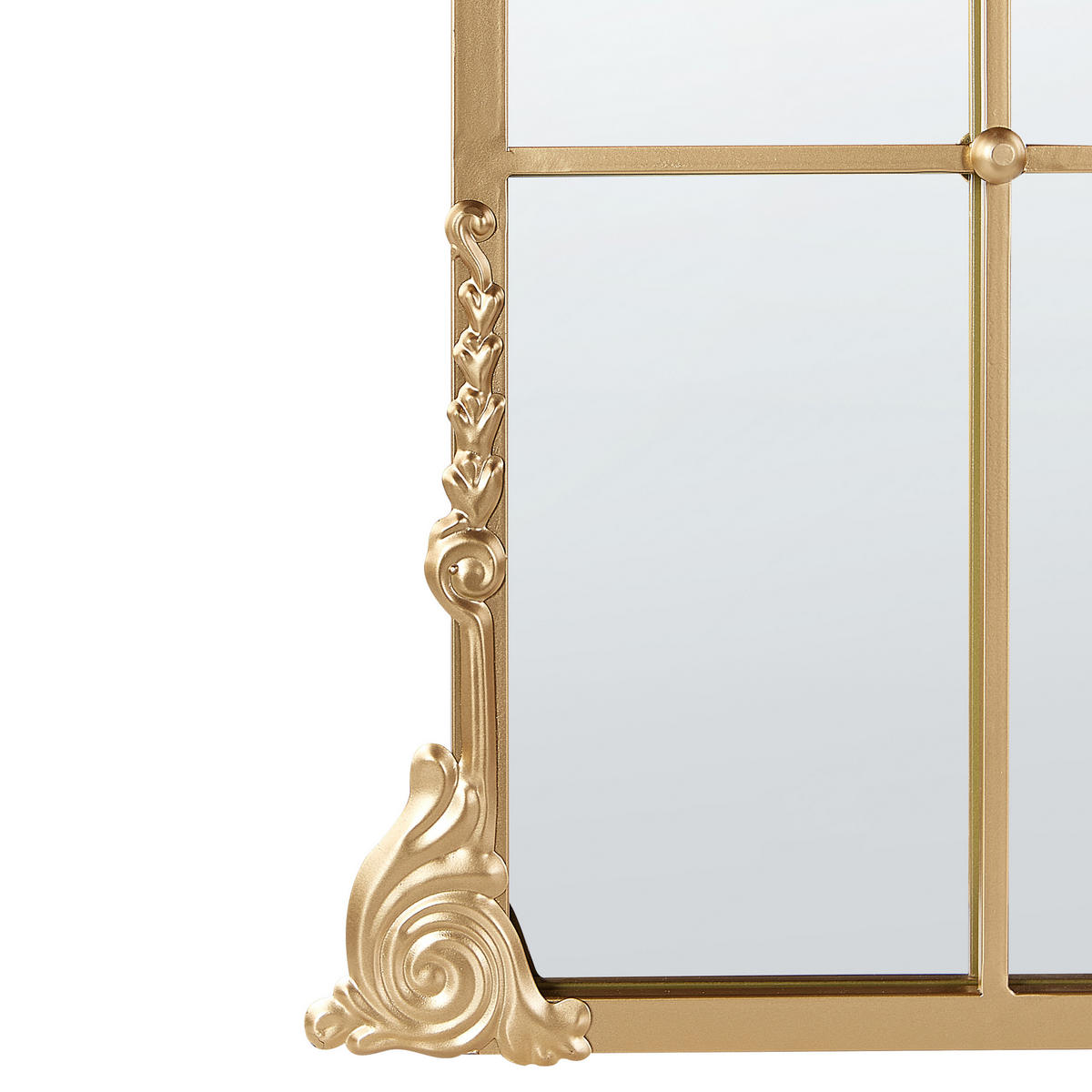 WANDSPIEGEL gold Metall Fenster 66/124 cm Noidan - Goldfarben, Metall (66/124/4cm) - Beliani