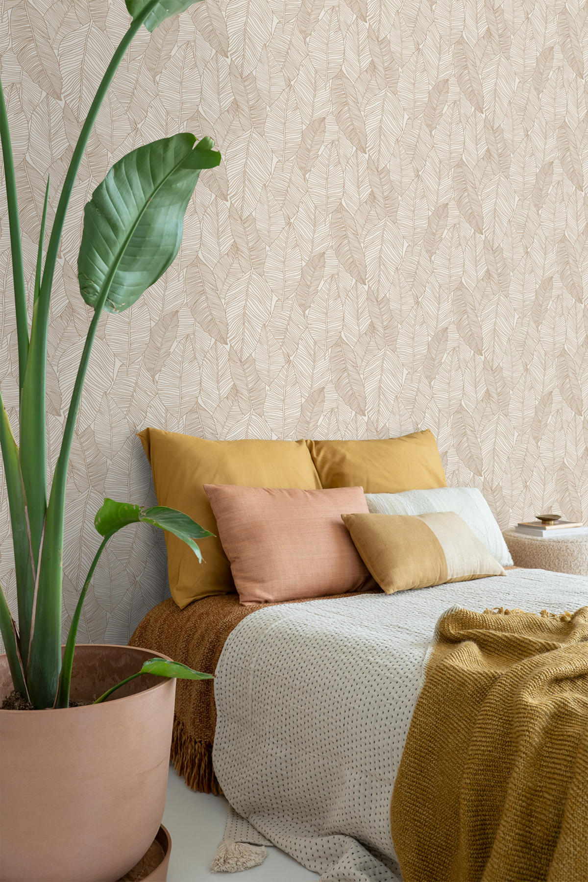 TAPETE gezeichnete Blätter 53 cm x 10.05 m - Beige, Papier (53/1000cm) - ESTAhome