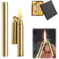 FEUERZEUG Kerosin Messing Goldfarben Nachfüllbar Winddicht - Goldfarben, Metall (1/1/1cm)