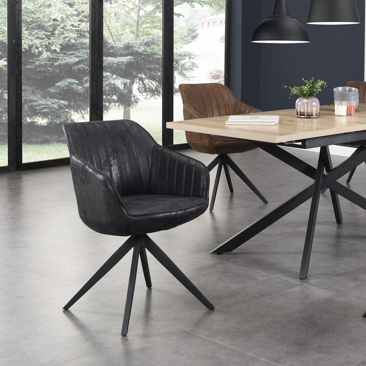 ARMLEHNSTUHL ARVIT Schwarz - Schwarz, Textil/Metall (57/81/62cm) - B&D Home