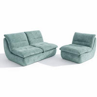 SITZGARNITUR Nuvia Sofa und Sessel Salbei und Salbei - Salbeigrün, Textil (160/73/100cm) - COCO Living