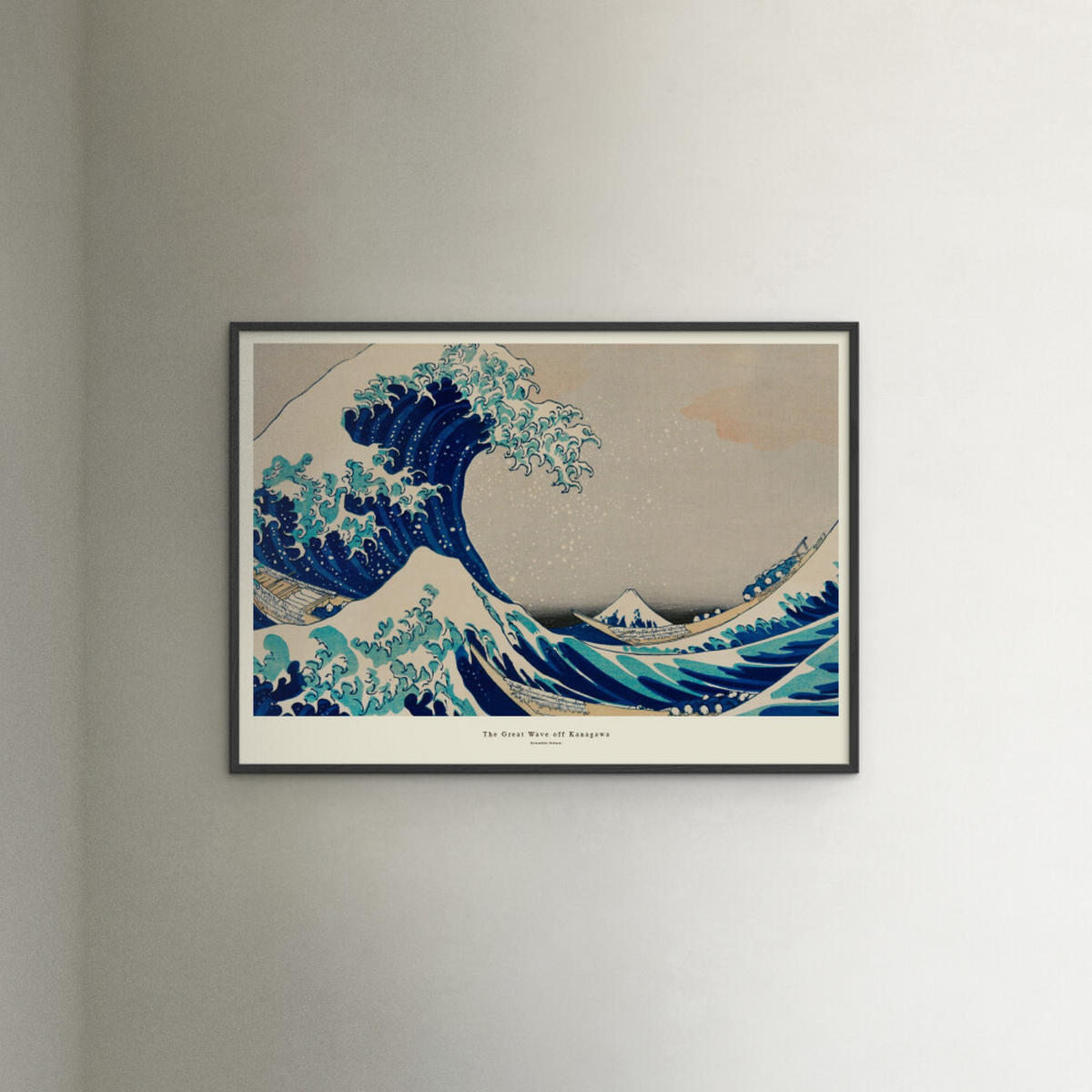 POSTER mit Rahmen A.P. Atelier - The Great Wave off Kanagawa - Blau/Schwarz, Holz/Papier (50/70cm) - Poster&Frame