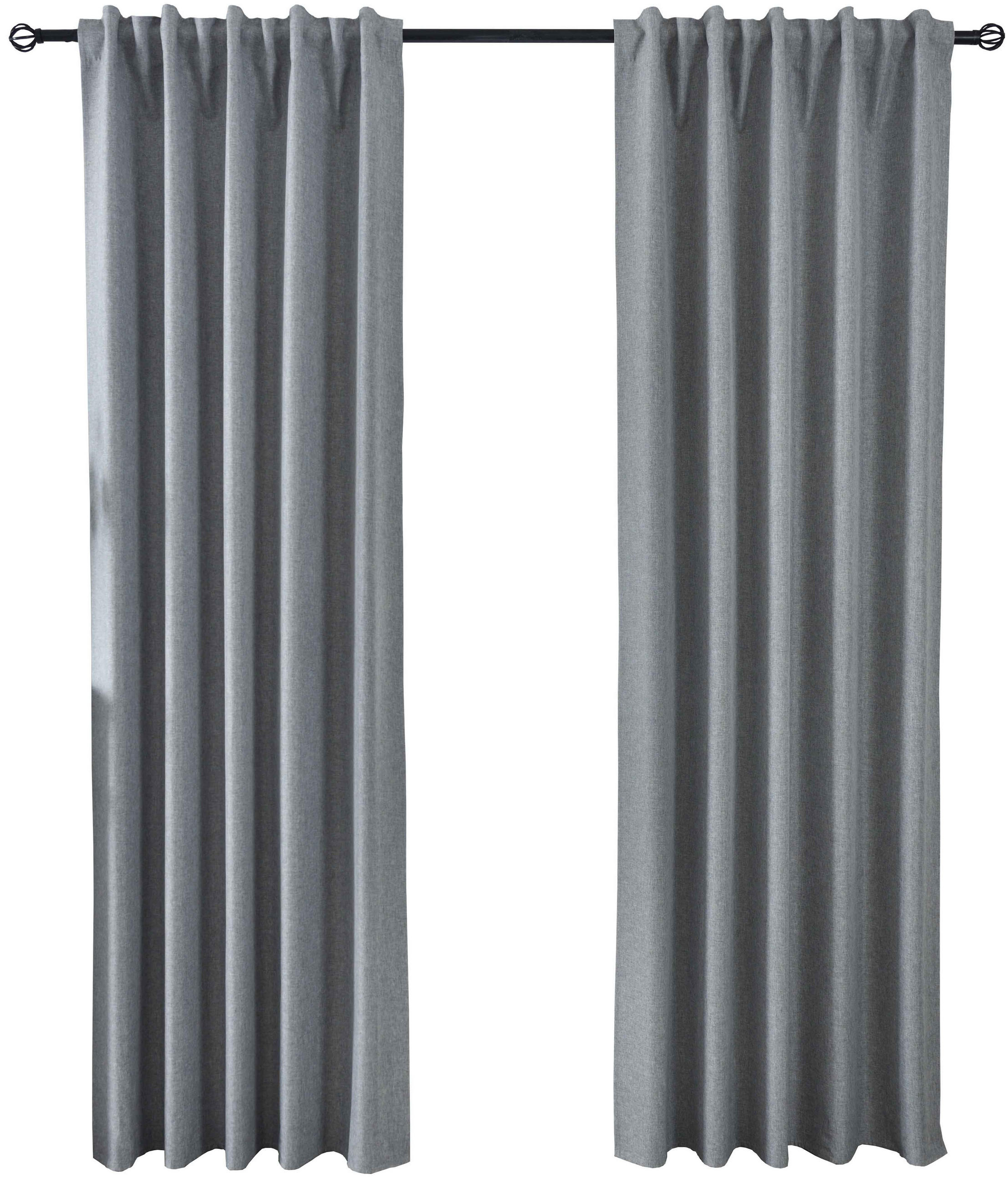VORHANG 2ER SET BOSTON DARK HxB 245x140 cm Grau - Grau, Textil (140/245cm) - Gardinenbox