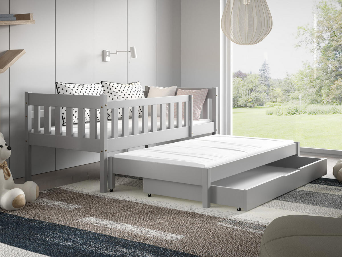 KINDERBETT STELLA 80x160 cm Hellgrau - Hellgrau, Holz (80/160cm) - MASSENO