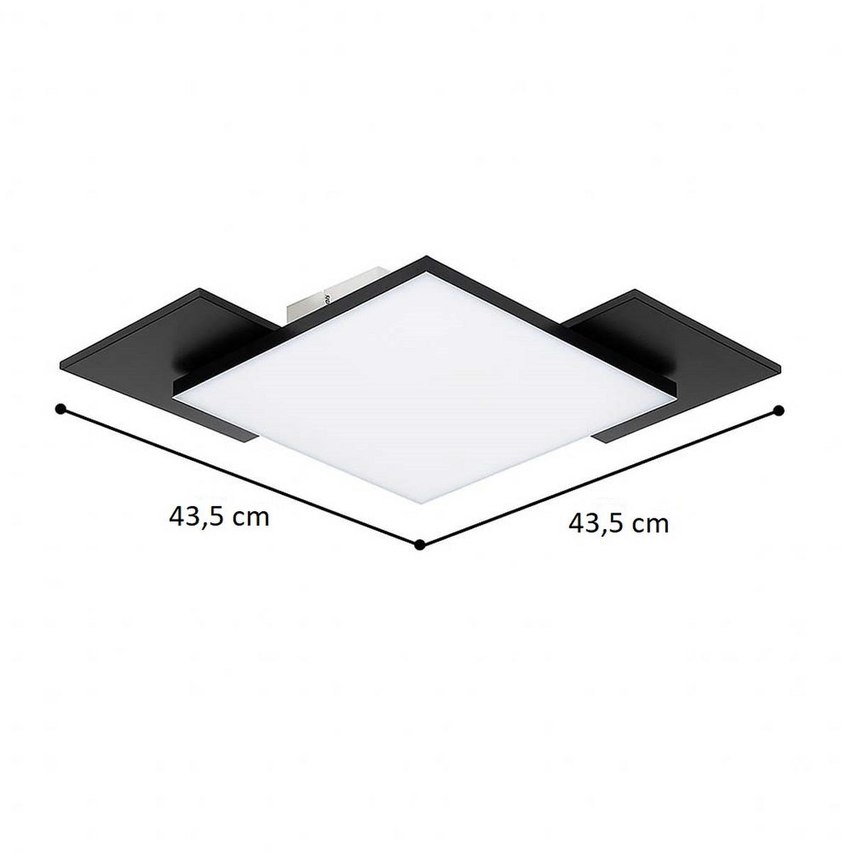 LED DECKENLEUCHTE Holzoptik Schwarz - Schwarz, Metall (43/43/6cm)