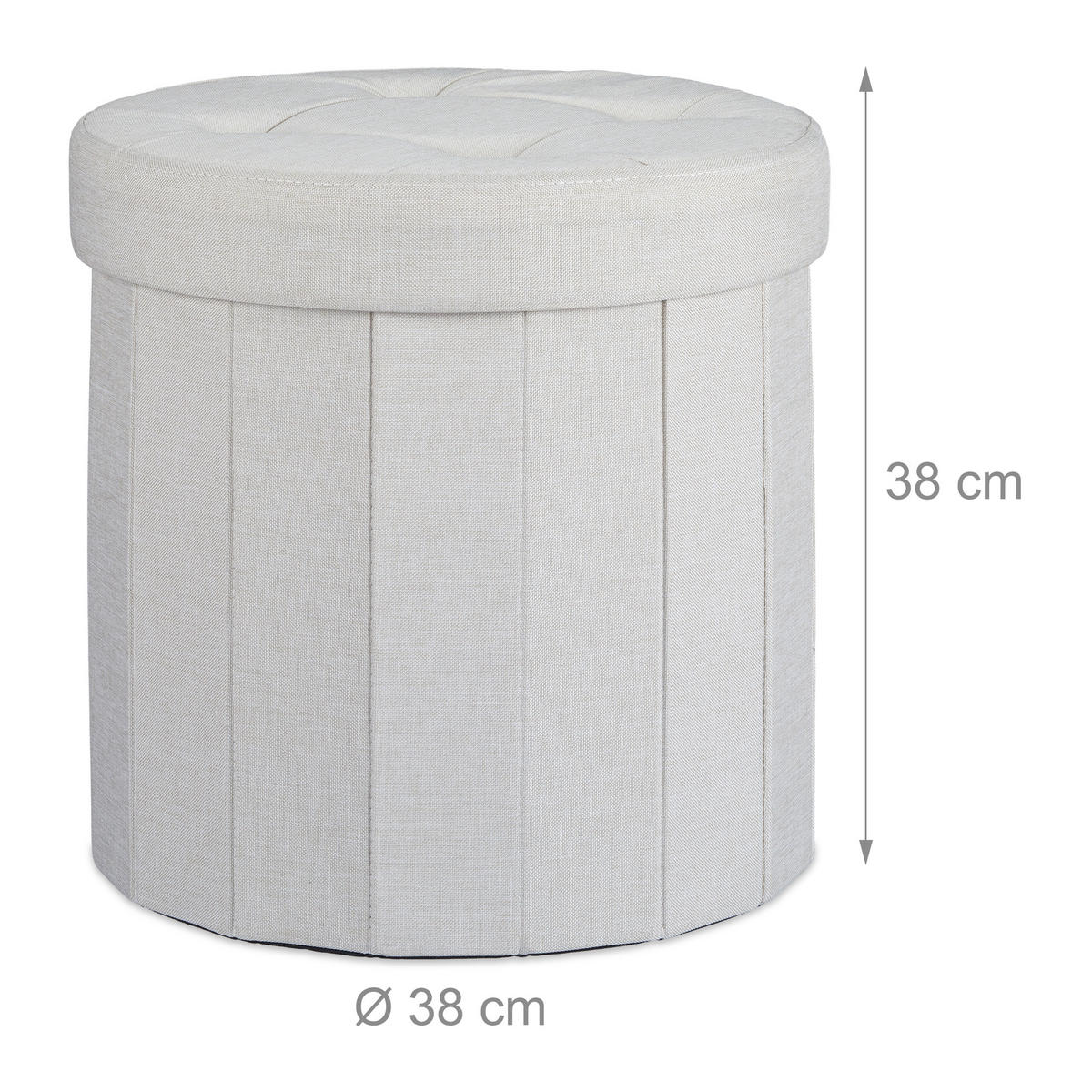 SITZHOCKER - Creme, Holzwerkstoff/Textil (38/38/38cm) - Relaxdays