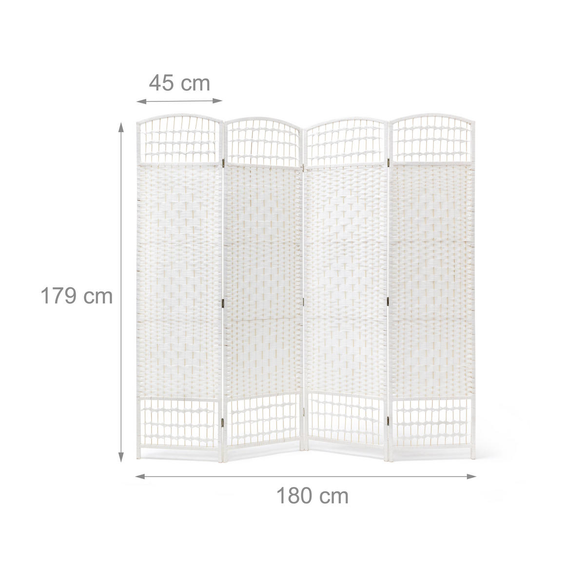 PARAVENT 4teilig - Weiß, Holz/Papier (180/179/2cm) - Relaxdays