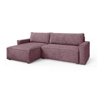 ECKSOFA BESMIR Lila Kordstoff mit Schlaffunktion - Lila, Holz (275/148cm) - MASSENO