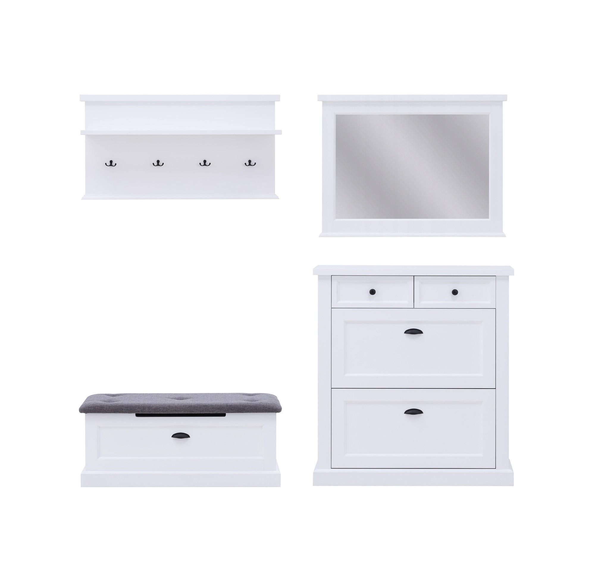 Feldmann-Wohnen Garderoebn-Set Weiß, Grau 198x183x42 cm