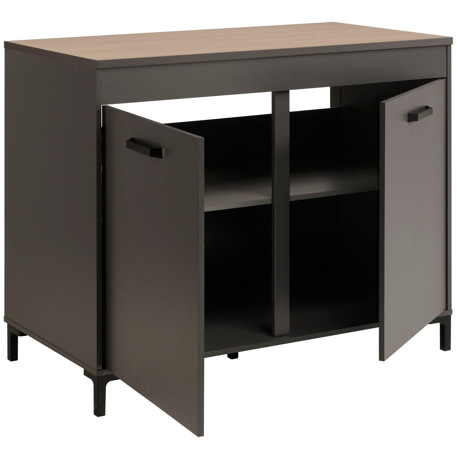 KÜCHE Set 3-tlg. grau Küchenzeile mit Regal, Breite 238 cm - Multicolor/Schwarz, Holzwerkstoff/Kunststoff (238/189/60cm) - Parisot Meuble