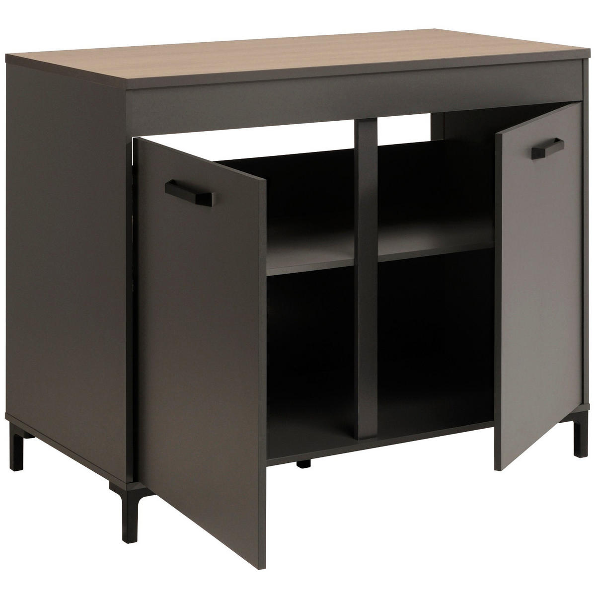 KÜCHE Set 3-tlg. grau Küchenzeile mit Regal, Breite 238 cm - Multicolor/Schwarz, Holzwerkstoff/Kunststoff (238/189/60cm) - Parisot Meuble