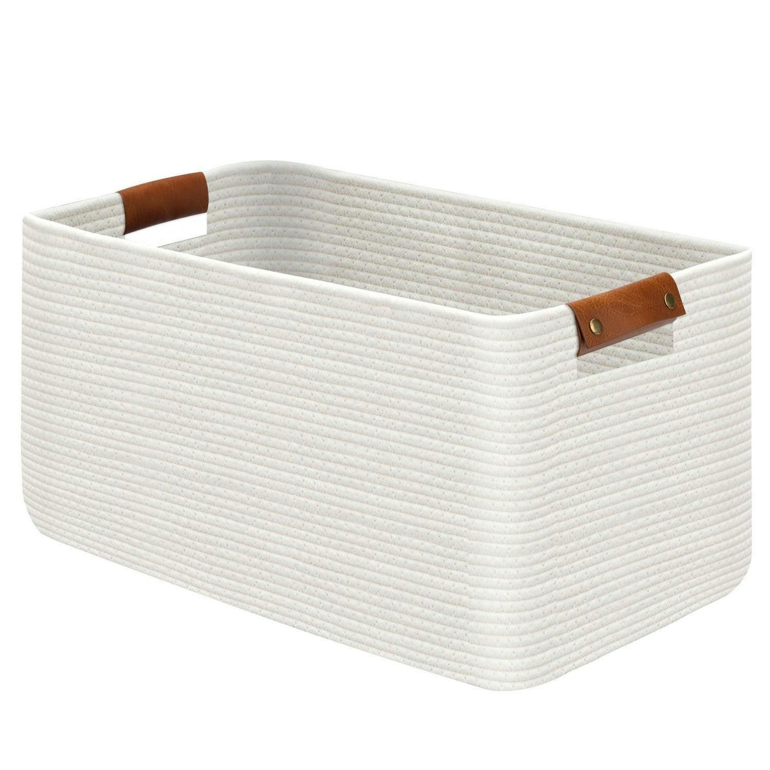 WÄSCHEKORB 55 x 38 x 30 cm Weiß - Weiß, Naturmaterialien (38/30/55cm)