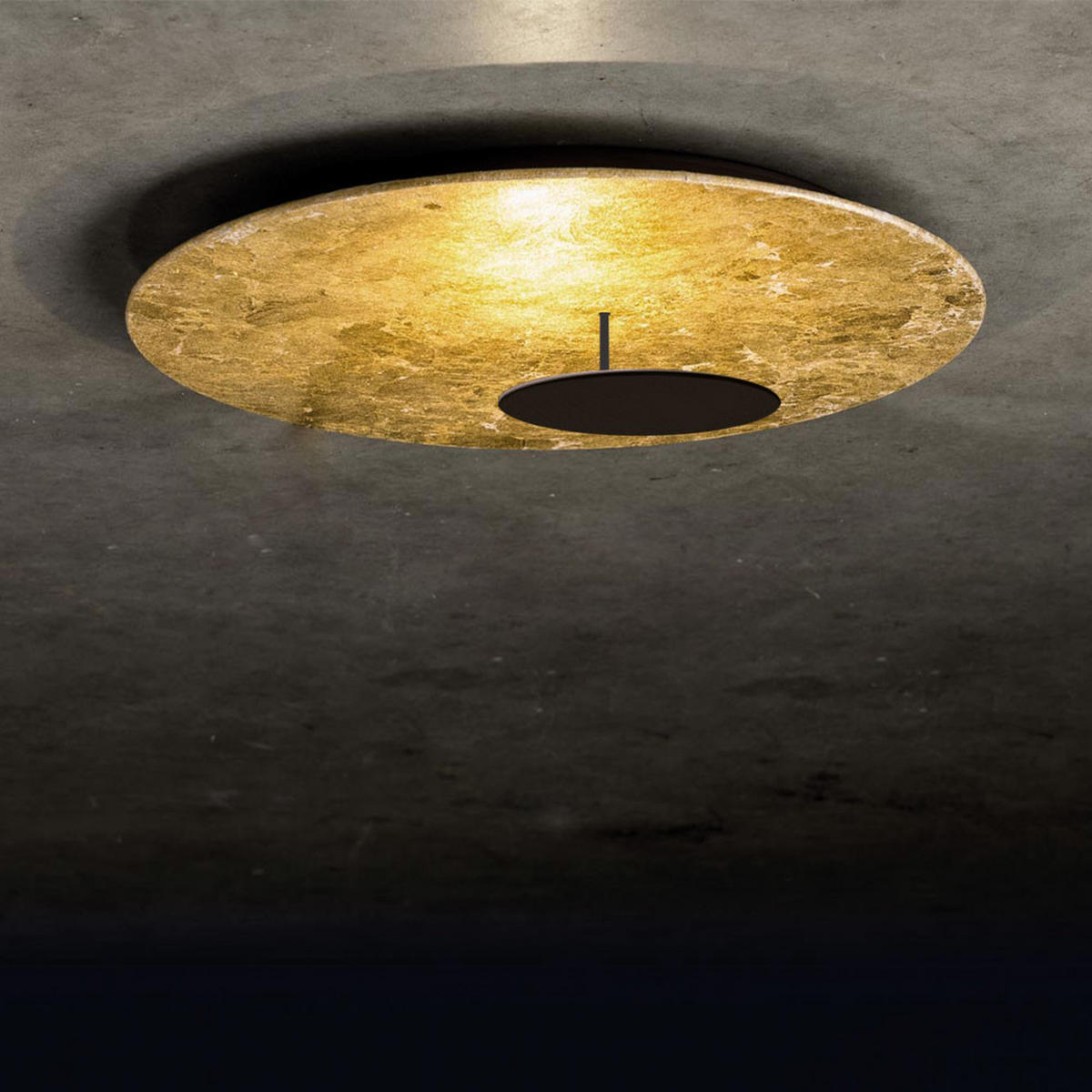 LED-WAND-/DECKENLAMPE Plate Blattgold Ø 30cm - Goldfarben, Metall (30/30/10cm) - s.luce