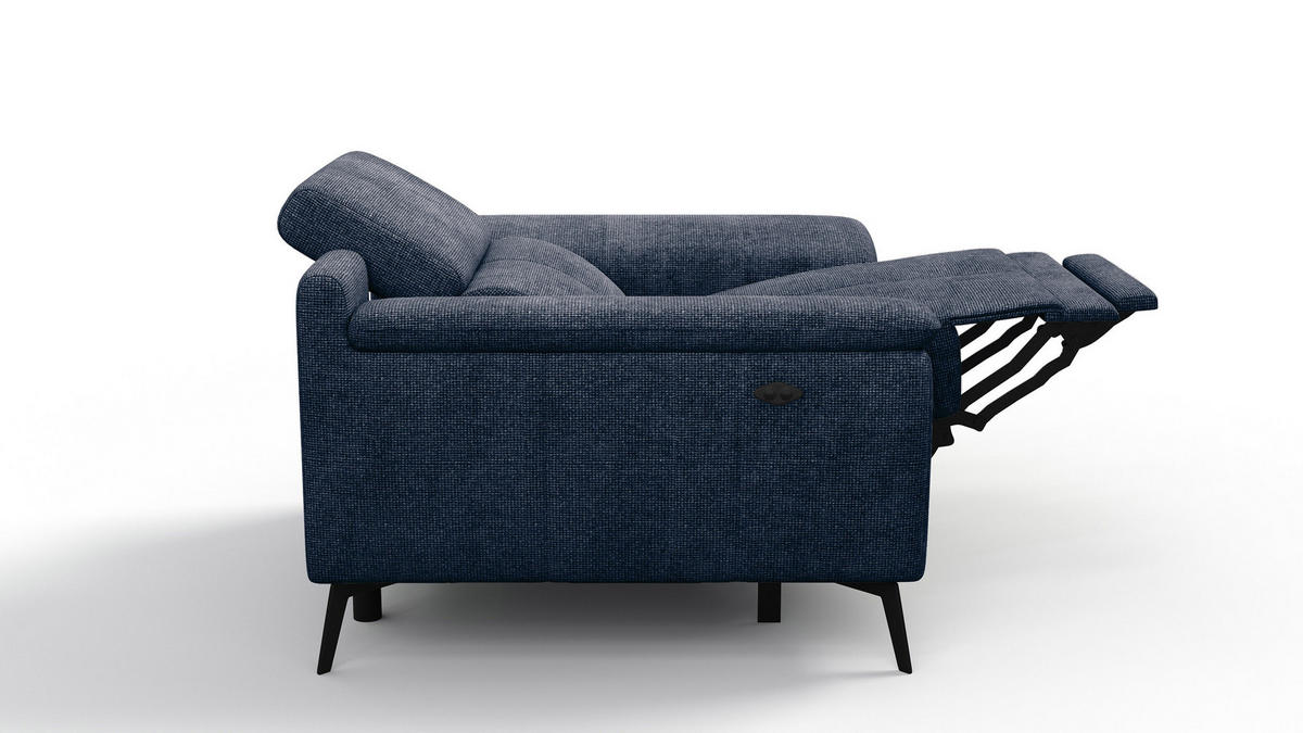 SESSEL FIERO mit Relaxfunktion, dunkelblau - Schwarz/Dunkelblau, Holzwerkstoff/Textil (114/82/103cm) - Courtois Laville