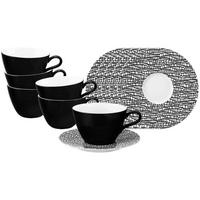 MILCHKAFFEETASSEN MIT UNTERTASSEN Life Fashion Glamorous Black 370 ml 6er Set - Schwarz, Keramik (16.4/9/16.4cm) - Seltmann Weiden