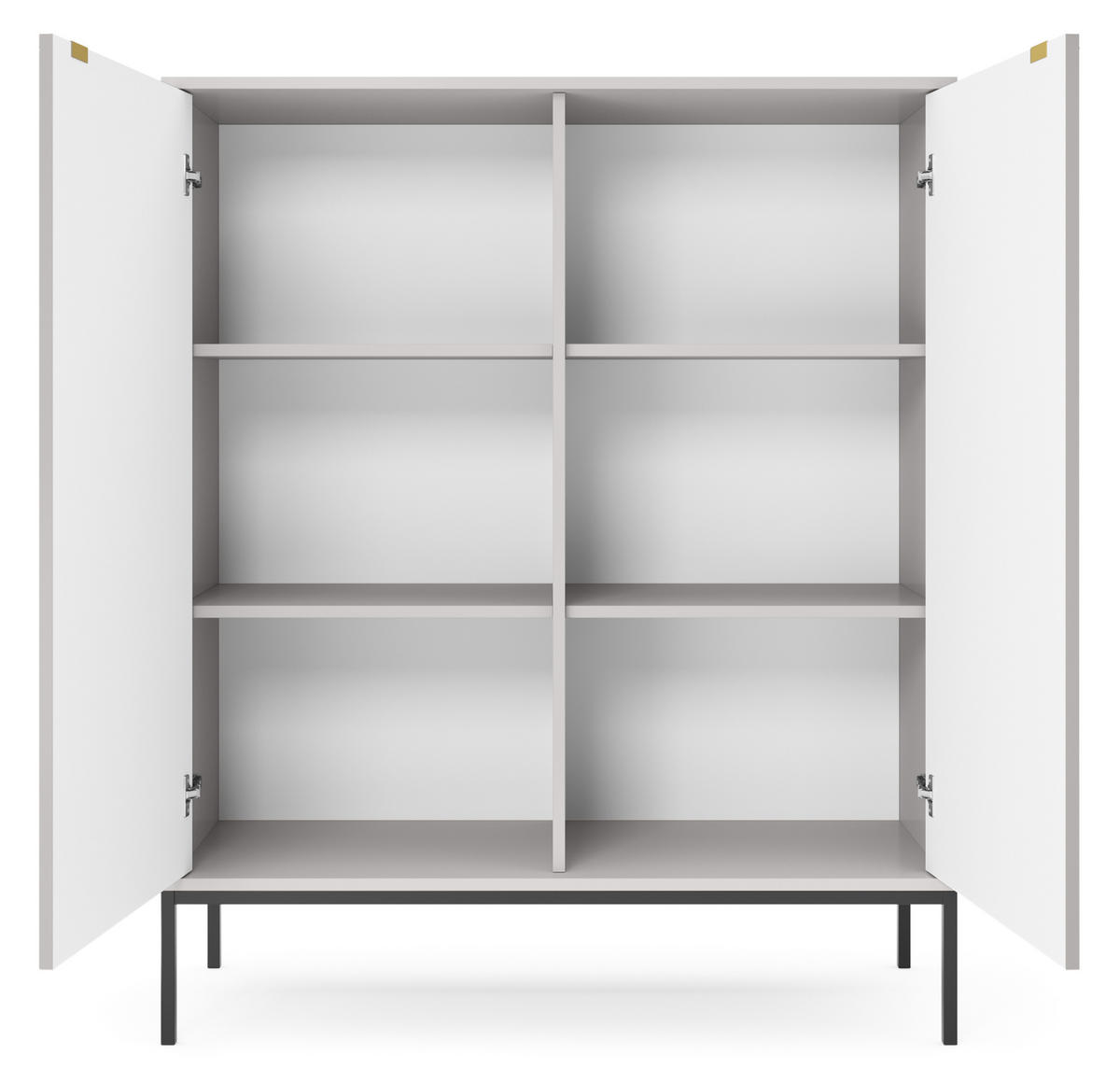 SIDEBOARD Eternas 2T Grau 104/125/39 cm – schwarze Füße, mit geriffelten Fronten - Schwarz/Grau, Holzwerkstoff (104/125/39cm) - AX Living