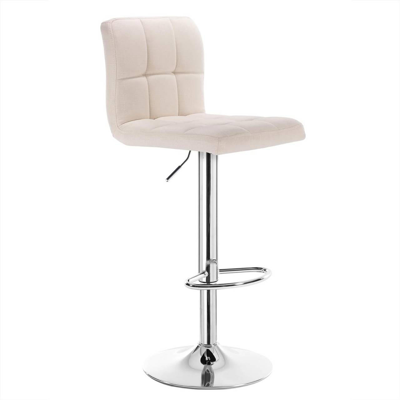 BARHOCKER drehbar, Leinen, Cremeweiß - Silberfarben/Creme, Textil/Metall (44/92/38.5cm) - Woltu