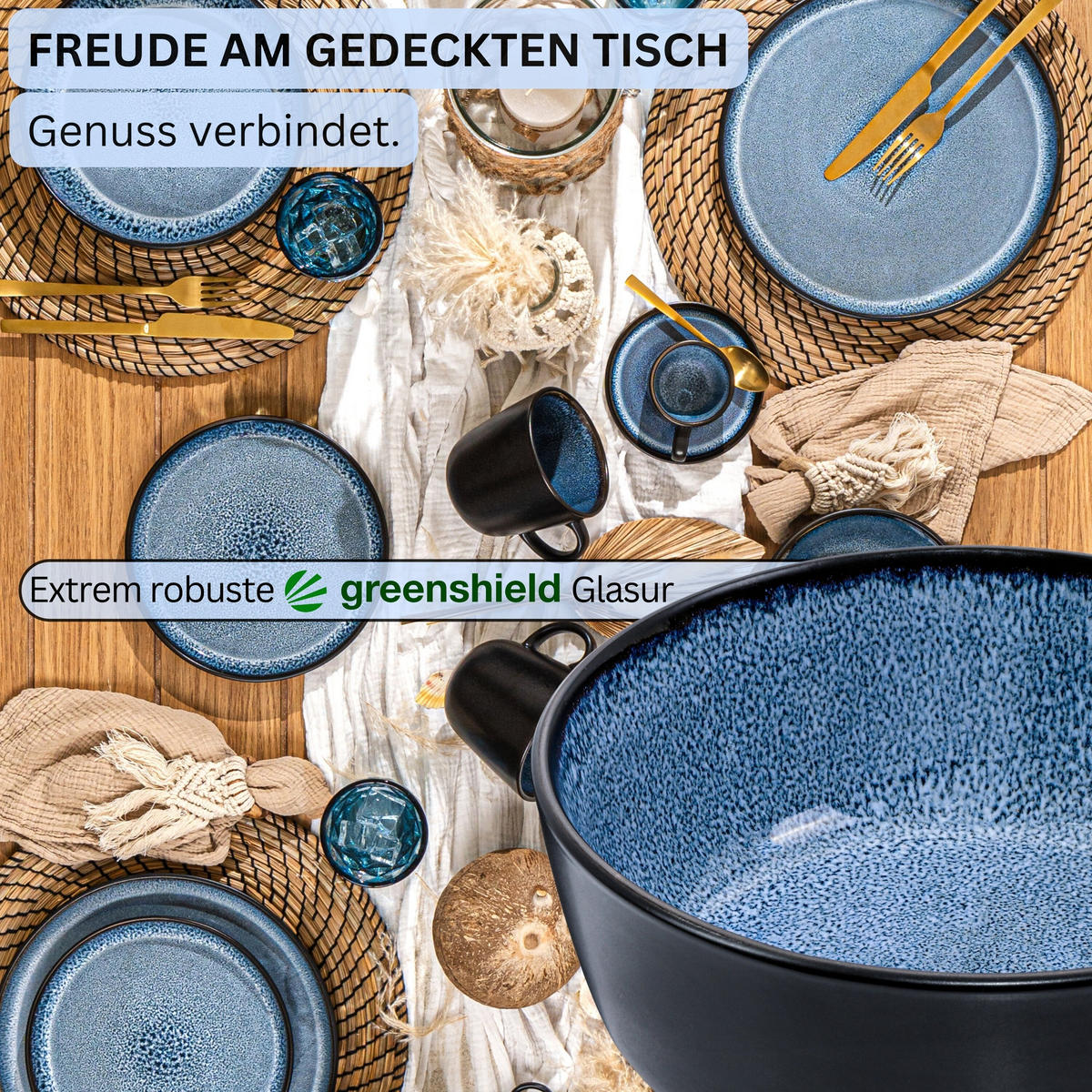 SCHALEN SET ARUBA - 6 teilig aus Steingut - Blau, Keramik (21cm) - Sänger