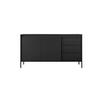 ​KOMMODE SENSO 2D3S Sideboard mit Geriffelten MDF-Fronten, Push-to-Open, Metallfüßen, 153,5x81,4x39,5 cm - Schwarz - Schwarz, Holz/Holzwerkstoff (154/82/40cm) - DomoHome
