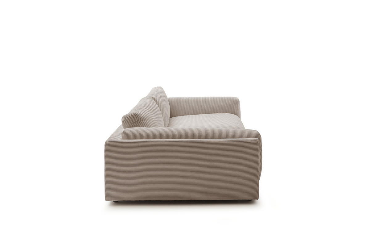 BIG SOFA RAINA Taupe Cord - Taupe/Schwarz, Kunststoff/Textil (254/85/150cm) - KAWOLA