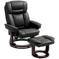 RELAXSESSEL DE-07546 mit Hocker, Kunstleder und 360° drehbar Schwarz - Schwarz, Metall (83/107/86cm) - ComfortXL