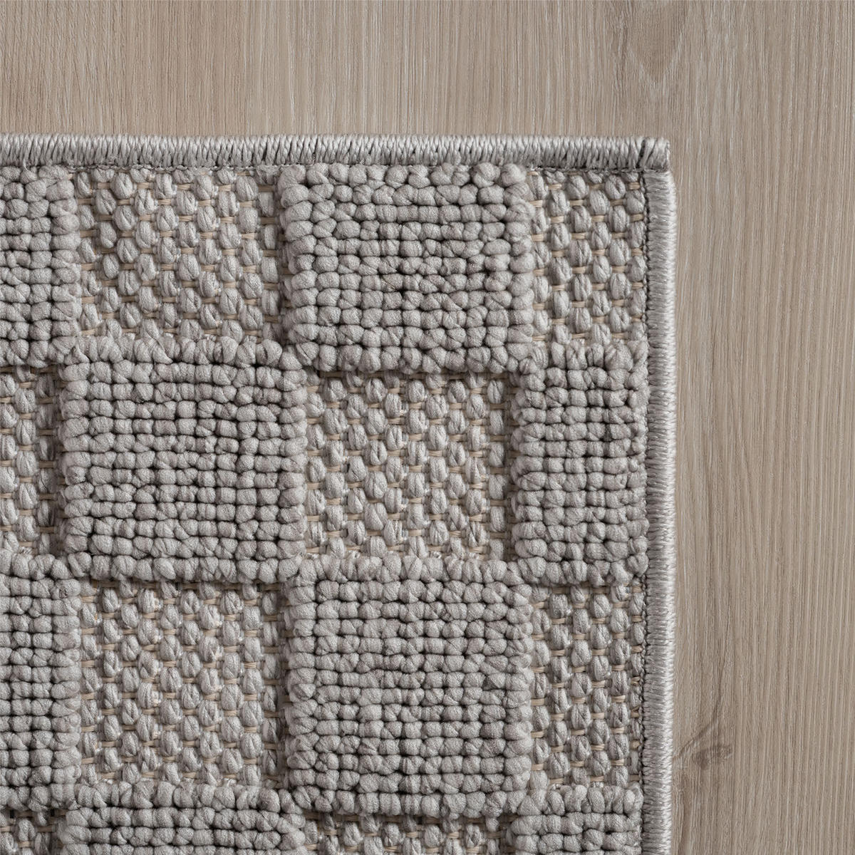 TEPPICH Flachgewebe LANGAU in Silber, mit Schachbrettmuster, 120 x 170 cm - Silberfarben, Textil (120/170cm) - KADIMA DESIGN