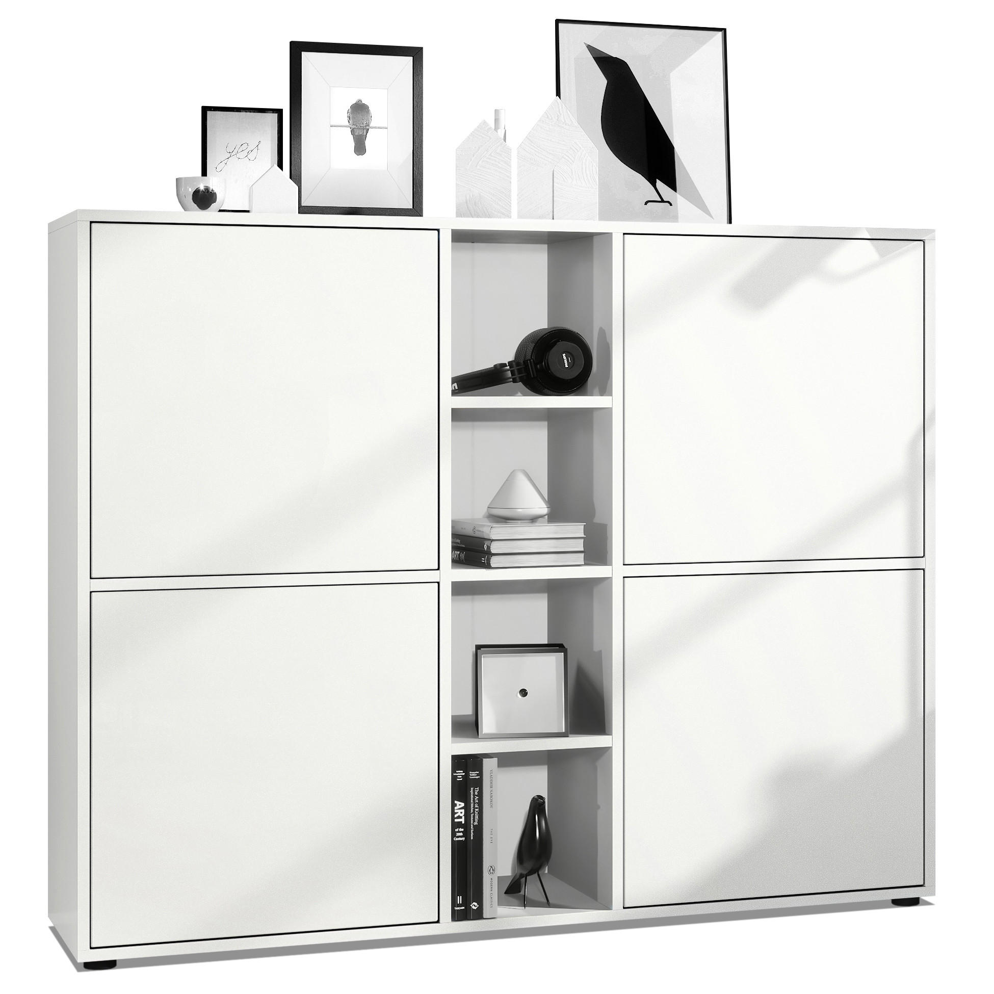 Vladon Highboard Weiß 130.5x105.5x35.5 cm