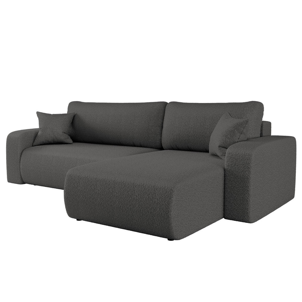 SCHLAFSOFA MILANO XL Und Bettkasten Stoff Quelle Graphit Rechts - Graphitfarben, Holz (274/82/145cm) - Kaiser Möbel
