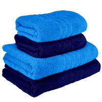 HANDTUCH Set London 4-teilig, 2x Handtuch 50x100 + 2x Duschtuch 70x140 Capri - Marine - Blau/Hellblau, Textil (70/140cm) - Lashuma