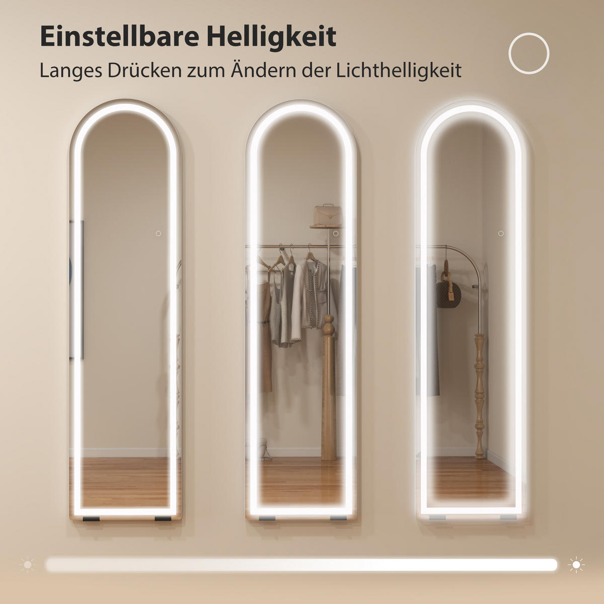 Ganzkörperspiegel Hartglas Weiß - Weiß, Glas (40/150/2.9cm) - HOMCOM