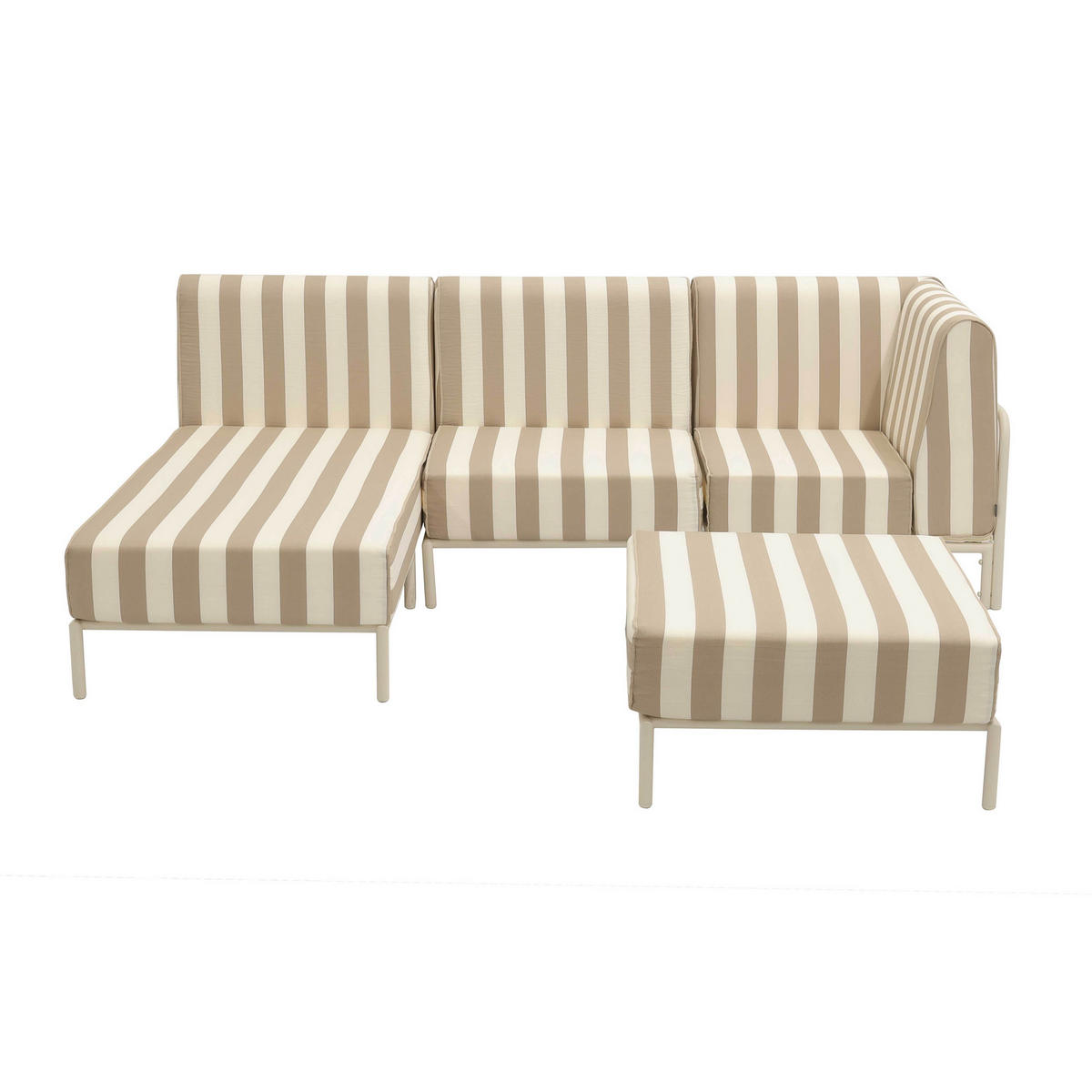 GARTENSOFA mit 4 Sitzplätzen, Beige - Beige, Metall - Oviala